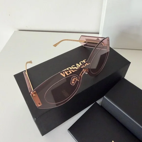 New VERSACE DAMIER PLAQUE 2276 Pink Rimless Sunglass display picture 1
